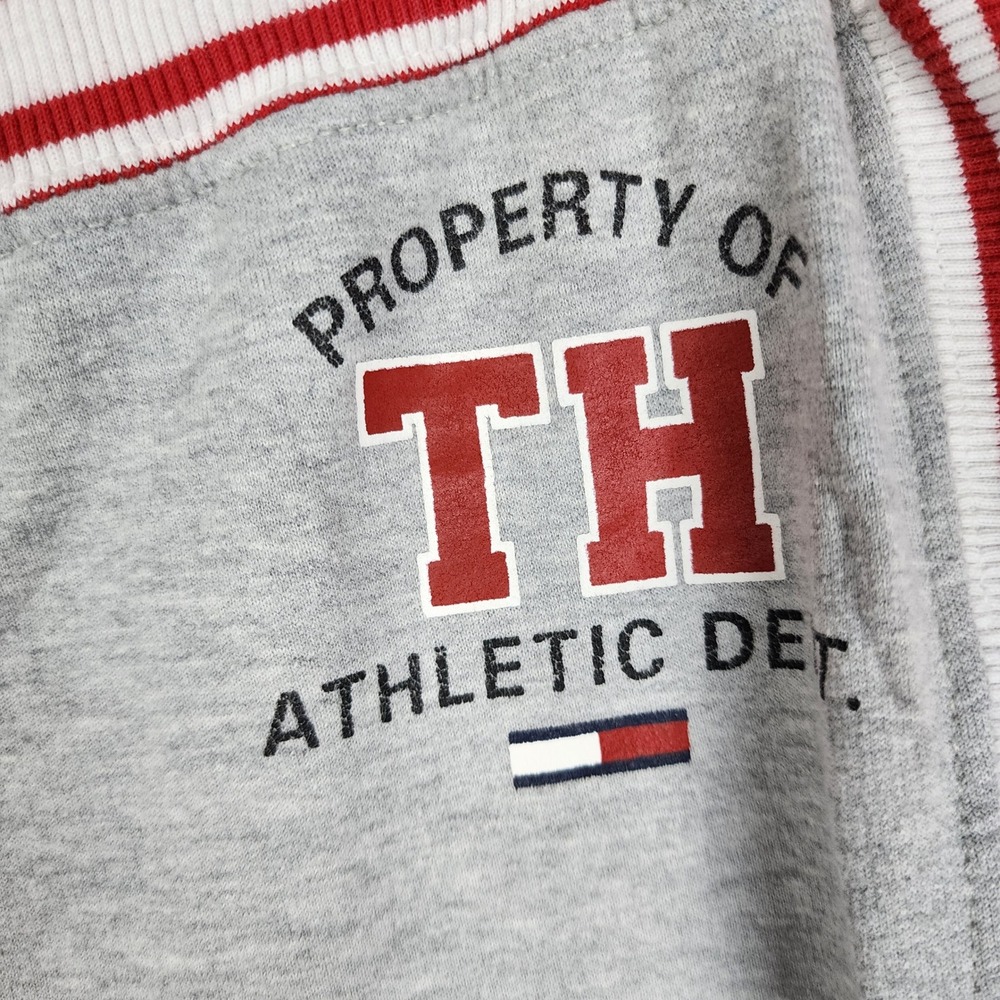 Tommy Hilfiger Sweatpants Women Medium Grey Red Striped Varsity Athletic Dept - Picture 3 of 8
